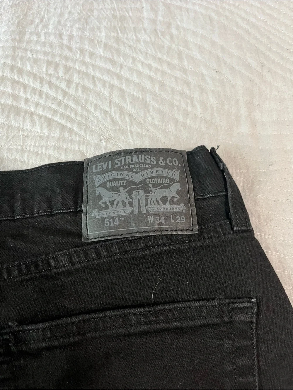Levis 514 Straight Fit Jeans Mens 34x29 Black Denim Pants Classic Fit